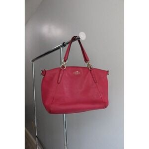 Coach F55665 Hot Pink Leather Ava Chain Carryall Satchel Shoulder Bag Handbag‎